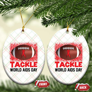 Tackle World AIDS Day Ceramic Ornament Football HIV Awareness Red Ribbon TS12 Print Your Wear