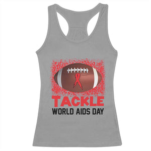 Tackle World AIDS Day Racerback Tank Top Football HIV Awareness Red Ribbon - Print Your Wear