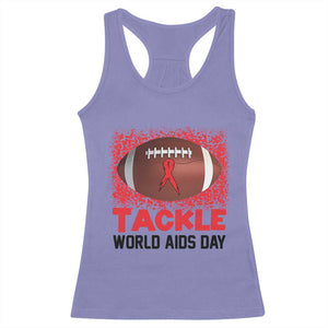 Tackle World AIDS Day Racerback Tank Top Football HIV Awareness Red Ribbon - Print Your Wear
