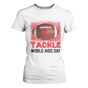 Tackle World AIDS Day T Shirt For Women Football HIV Awareness Red Ribbon TS12 White Print Your Wear