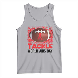 Tackle World AIDS Day Tank Top Football HIV Awareness Red Ribbon TS12 Athletic Heather Print Your Wear