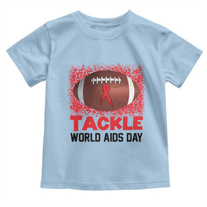 Tackle World AIDS Day Toddler T Shirt Football HIV Awareness Red Ribbon TS12 Light Blue Print Your Wear