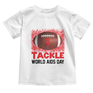 Tackle World AIDS Day Toddler T Shirt Football HIV Awareness Red Ribbon TS12 White Print Your Wear