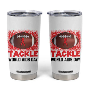 Tackle World AIDS Day Tumbler Cup Football HIV Awareness Red Ribbon TS12 White Print Your Wear