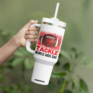 Tackle World AIDS Day Tumbler With Handle Football HIV Awareness Red Ribbon TS12 Print Your Wear