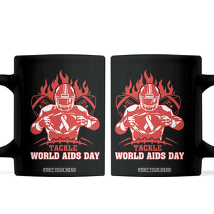 AIDS Awareness Coffee Mug Ribbon HIV Tackle Football Gift TS12 Black Print Your Wear