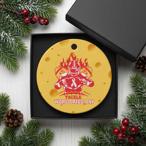 AIDS Awareness Ceramic Ornament Ribbon HIV Tackle Football Gift TS12 1pc Yellow Cheese Print Your Wear