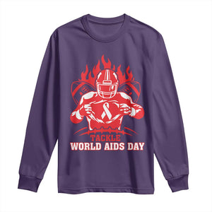 AIDS Awareness Long Sleeve Shirt Ribbon HIV Tackle Football Gift TS12 Purple Print Your Wear
