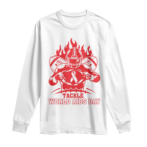 AIDS Awareness Long Sleeve Shirt Ribbon HIV Tackle Football Gift TS12 White Print Your Wear