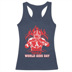 AIDS Awareness Racerback Tank Top Ribbon HIV Tackle Football Gift - Print Your Wear