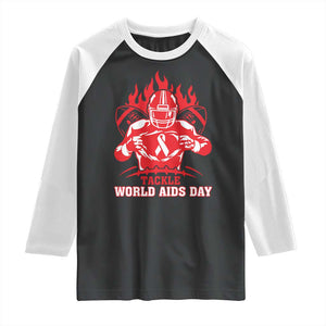 AIDS Awareness Raglan Shirt Ribbon HIV Tackle Football Gift TS12 Black White Print Your Wear
