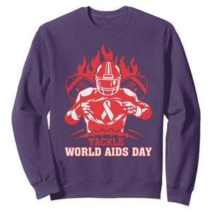 AIDS Awareness Sweatshirt Ribbon HIV Tackle Football Gift TS12 Purple Print Your Wear