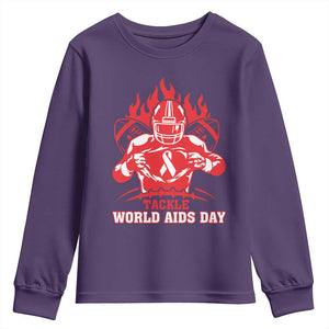 AIDS Awareness Youth Sweatshirt Ribbon HIV Tackle Football Gift TS12 Purple Print Your Wear