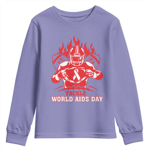 AIDS Awareness Youth Sweatshirt Ribbon HIV Tackle Football Gift TS12 Violet Print Your Wear