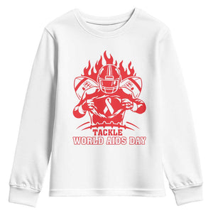 AIDS Awareness Youth Sweatshirt Ribbon HIV Tackle Football Gift TS12 White Print Your Wear