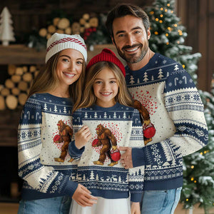 Funny Bigfoot Football Ugly Christmas Sweater Support HIV Awareness Gift TS12 Beige Navy Print Your Wear