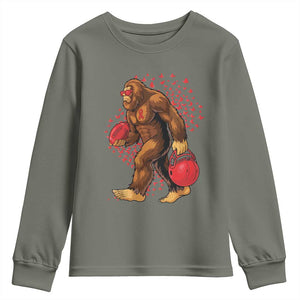 Funny Bigfoot Football Youth Sweatshirt Support HIV Awareness Gift TS12 Military Green Print Your Wear