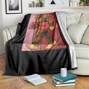 Funny Bigfoot Football HIV Awareness Throw Blanket Red Ribbon Retro Vintage Style Gift TS12 Print Your Wear