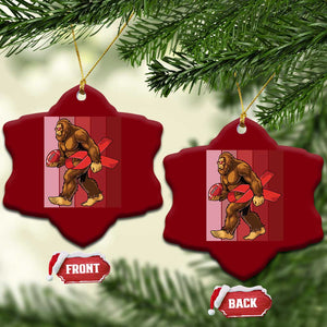 Funny Bigfoot Football HIV Awareness Ceramic Ornament Red Ribbon Retro Vintage Style Gift TS12 Print Your Wear