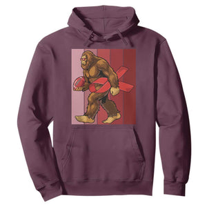 Funny Bigfoot Football HIV Awareness Hoodie Red Ribbon Retro Vintage Style Gift TS12 Maroon Print Your Wear
