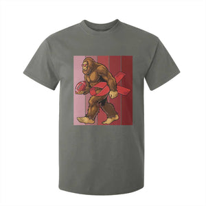 Funny Bigfoot Football HIV Awareness T Shirt For Kid Red Ribbon Retro Vintage Style Gift TS12 Military Green Print Your Wear