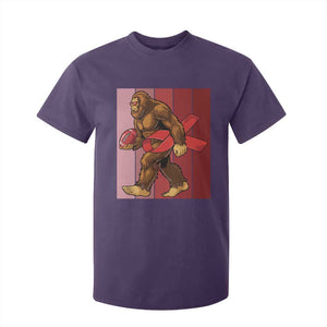 Funny Bigfoot Football HIV Awareness T Shirt For Kid Red Ribbon Retro Vintage Style Gift TS12 Purple Print Your Wear