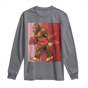 Funny Bigfoot Football HIV Awareness Long Sleeve Shirt Red Ribbon Retro Vintage Style Gift TS12 Charcoal Print Your Wear