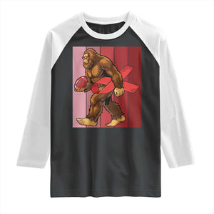 Funny Bigfoot Football HIV Awareness Raglan Shirt Red Ribbon Retro Vintage Style Gift TS12 Black White Print Your Wear