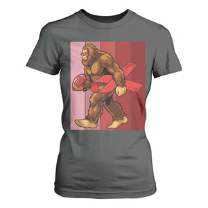 Funny Bigfoot Football HIV Awareness T Shirt For Women Red Ribbon Retro Vintage Style Gift TS12 Dark Heather Print Your Wear