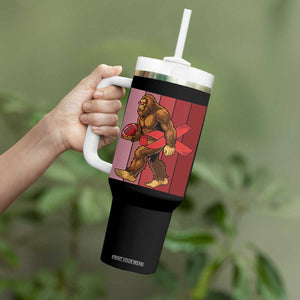 Funny Bigfoot Football HIV Awareness Tumbler With Handle Red Ribbon Retro Vintage Style Gift TS12 Print Your Wear