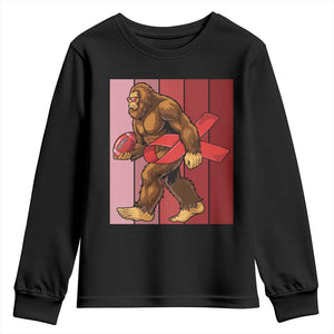 Funny Bigfoot Football HIV Awareness Youth Sweatshirt Red Ribbon Retro Vintage Style Gift TS12 Black Print Your Wear