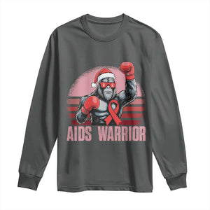 Christmas Santa Bigfoot HIV Awareness Long Sleeve Shirt Retro Vintage Style Gift TS12 Dark Heather Print Your Wear
