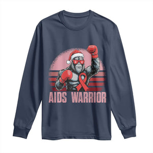 Christmas Santa Bigfoot HIV Awareness Long Sleeve Shirt Retro Vintage Style Gift TS12 Navy Print Your Wear