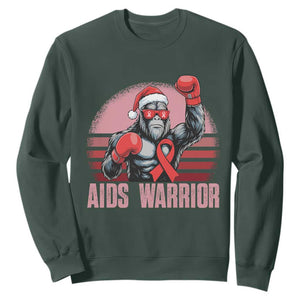 Christmas Santa Bigfoot HIV Awareness Sweatshirt Retro Vintage Style Gift TS12 Dark Forest Green Print Your Wear