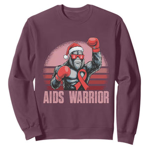 Christmas Santa Bigfoot HIV Awareness Sweatshirt Retro Vintage Style Gift TS12 Maroon Print Your Wear