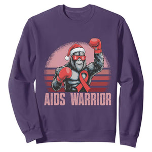 Christmas Santa Bigfoot HIV Awareness Sweatshirt Retro Vintage Style Gift TS12 Purple Print Your Wear