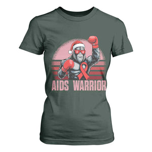 Christmas Santa Bigfoot HIV Awareness T Shirt For Women Retro Vintage Style Gift TS12 Dark Forest Green Print Your Wear