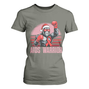 Christmas Santa Bigfoot HIV Awareness T Shirt For Women Retro Vintage Style Gift TS12 Military Green Print Your Wear