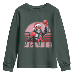 Christmas Santa Bigfoot HIV Awareness Youth Sweatshirt Retro Vintage Style Gift TS12 Dark Forest Green Print Your Wear