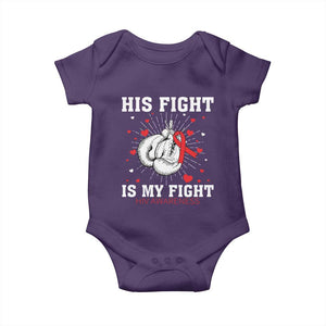 His Fight Is My Fight HIV Warrior Baby Onesie Red Ribbon Boxing Gift TS12 Purple Print Your Wear