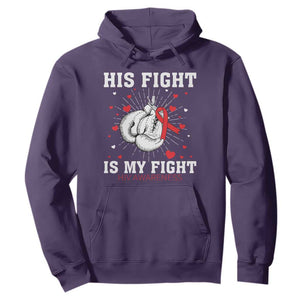 His Fight Is My Fight HIV Warrior Hoodie Red Ribbon Boxing Gift TS12 Purple Print Your Wear