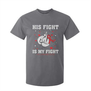His Fight Is My Fight HIV Warrior T Shirt For Kid Red Ribbon Boxing Gift TS12 Charcoal Print Your Wear