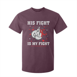 His Fight Is My Fight HIV Warrior T Shirt For Kid Red Ribbon Boxing Gift TS12 Maroon Print Your Wear