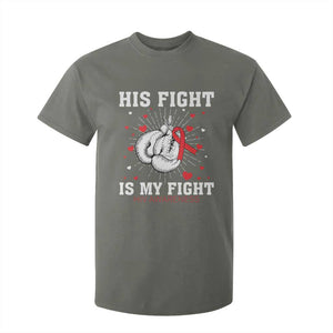 His Fight Is My Fight HIV Warrior T Shirt For Kid Red Ribbon Boxing Gift TS12 Military Green Print Your Wear