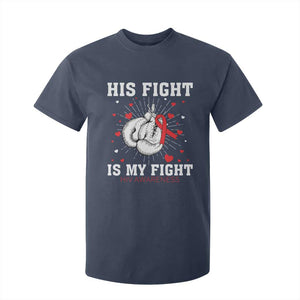 His Fight Is My Fight HIV Warrior T Shirt For Kid Red Ribbon Boxing Gift TS12 Navy Print Your Wear