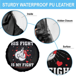 His Fight Is My Fight HIV Warrior Spare Tire Cover Red Ribbon Boxing Gift TS12 Print Your Wear