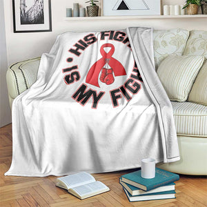 HIV Warrior His Fight Is My Fight Throw Blanket Red Ribbon Boxing Gift TS12 Print Your Wear