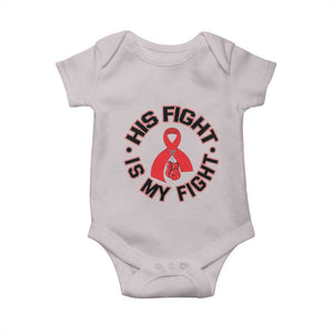 HIV Warrior His Fight Is My Fight Baby Onesie Red Ribbon Boxing Gift TS12 Ice Gray Print Your Wear