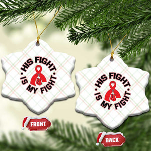 HIV Warrior His Fight Is My Fight Ceramic Ornament Red Ribbon Boxing Gift TS12 Print Your Wear