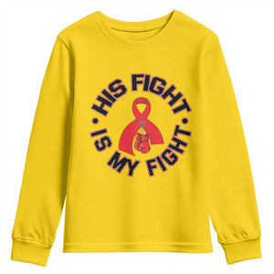 HIV Warrior His Fight Is My Fight Youth Sweatshirt Red Ribbon Boxing Gift TS12 Daisy Print Your Wear